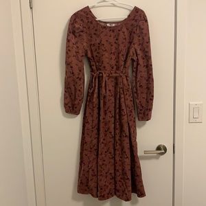 corduroy dress with floral prints